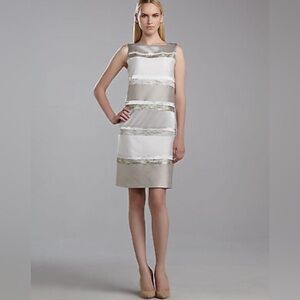 St. John Hand Beaded Colorblock Dress Size 16 STUNNING